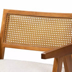 Poltrona Japandi in Bouclé Panna/Noce Marrone, 1 Posto