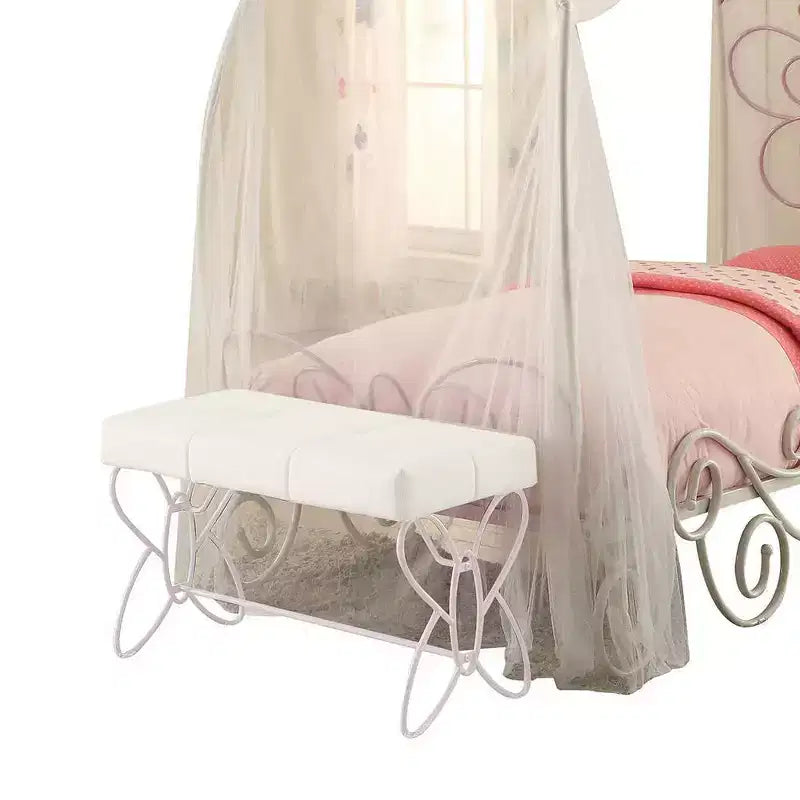 Letto a baldacchino intero bianco e viola chiaro, imbottito, 1 posto letto