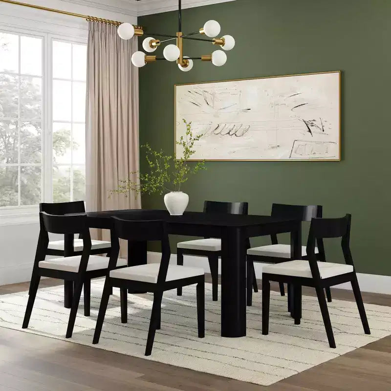 Tavolo da Pranzo in Legno Massello Nero/Biondo – 6 posti, 183 cm