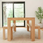 Tavolo da Pranzo in Legno Massello Nero/Biondo – 6 posti, 183 cm