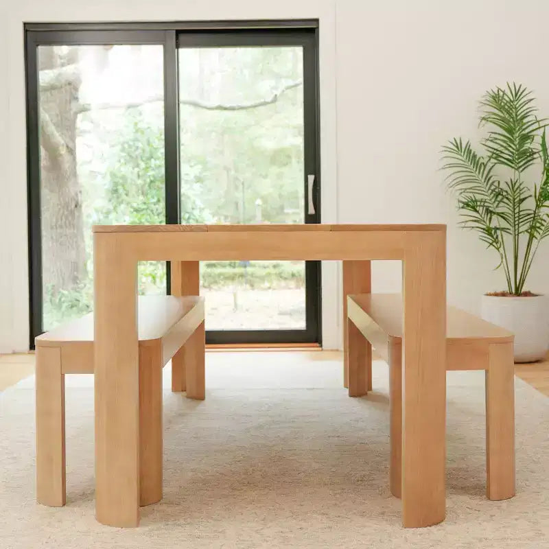 Tavolo da Pranzo in Legno Massello Nero/Biondo – 6 posti, 183 cm
