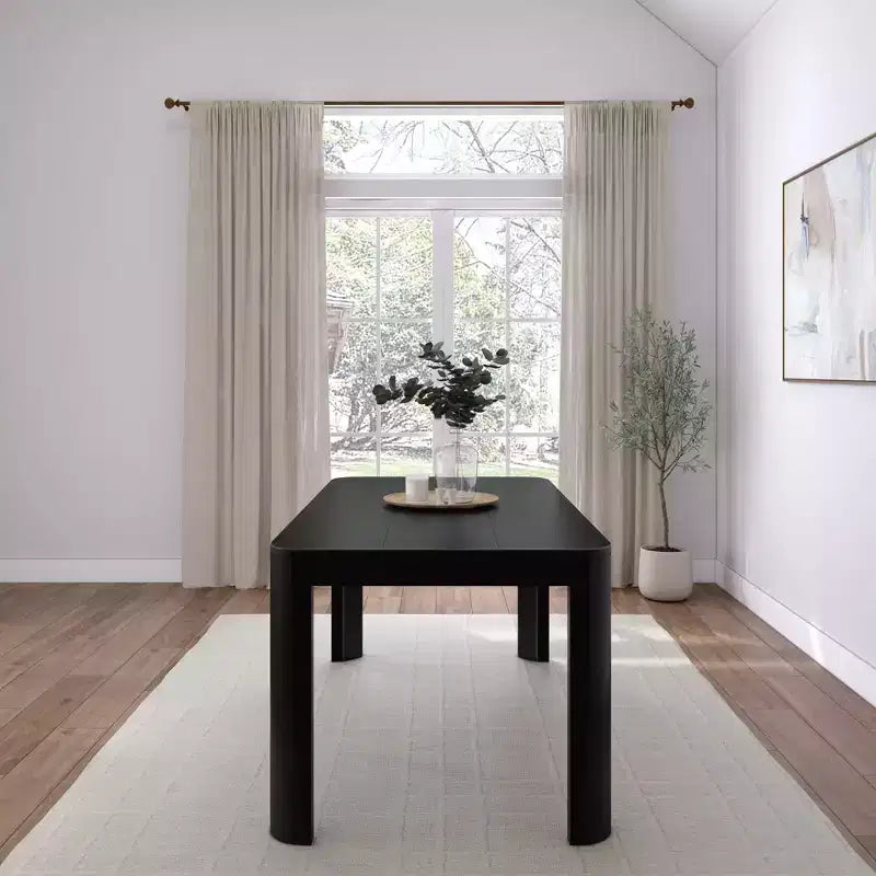 Tavolo da Pranzo in Legno Massello Nero/Biondo – 6 posti, 183 cm