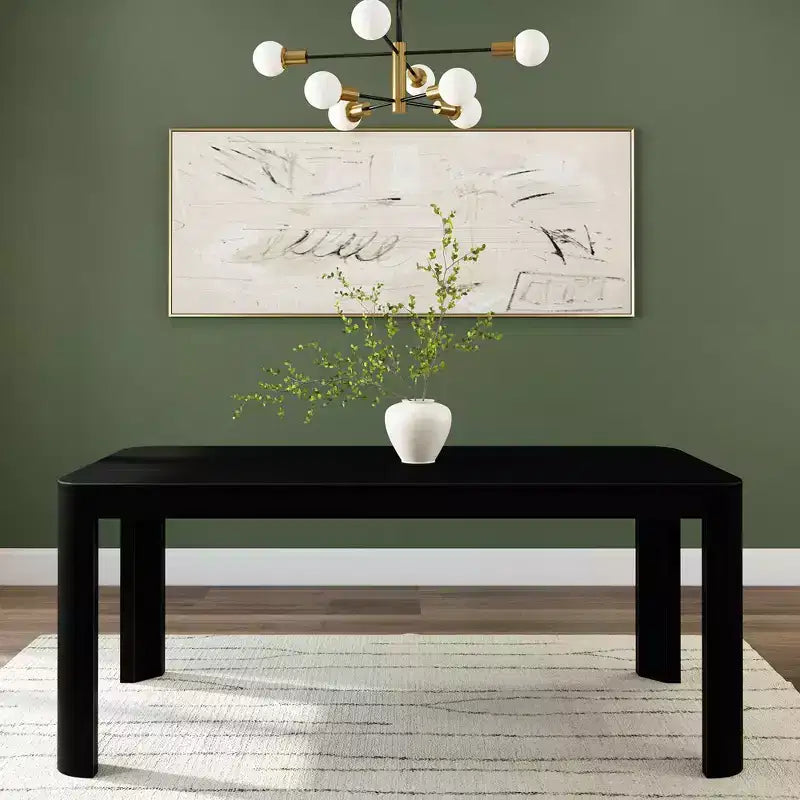 Tavolo da Pranzo in Legno Massello Nero/Biondo – 6 posti, 183 cm