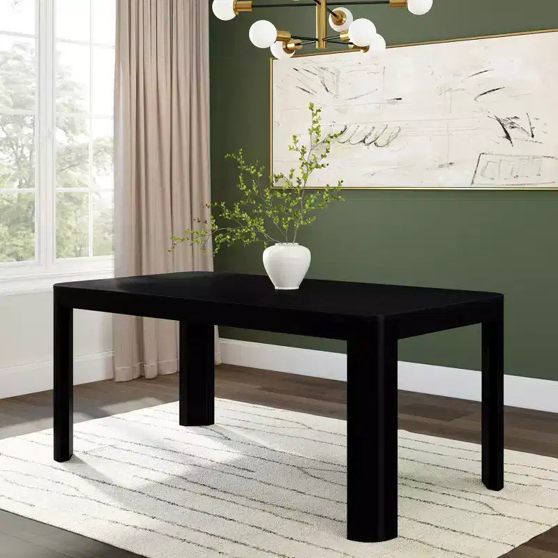Tavolo da Pranzo in Legno Massello Nero/Biondo – 6 posti, 183 cm