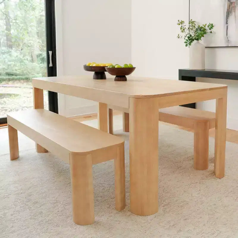 Tavolo da Pranzo in Legno Massello Nero/Biondo – 6 posti, 183 cm