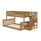 Letto a castello basso Twin su Full con scaletta – Noce americano / Bianco, 2 posti letto