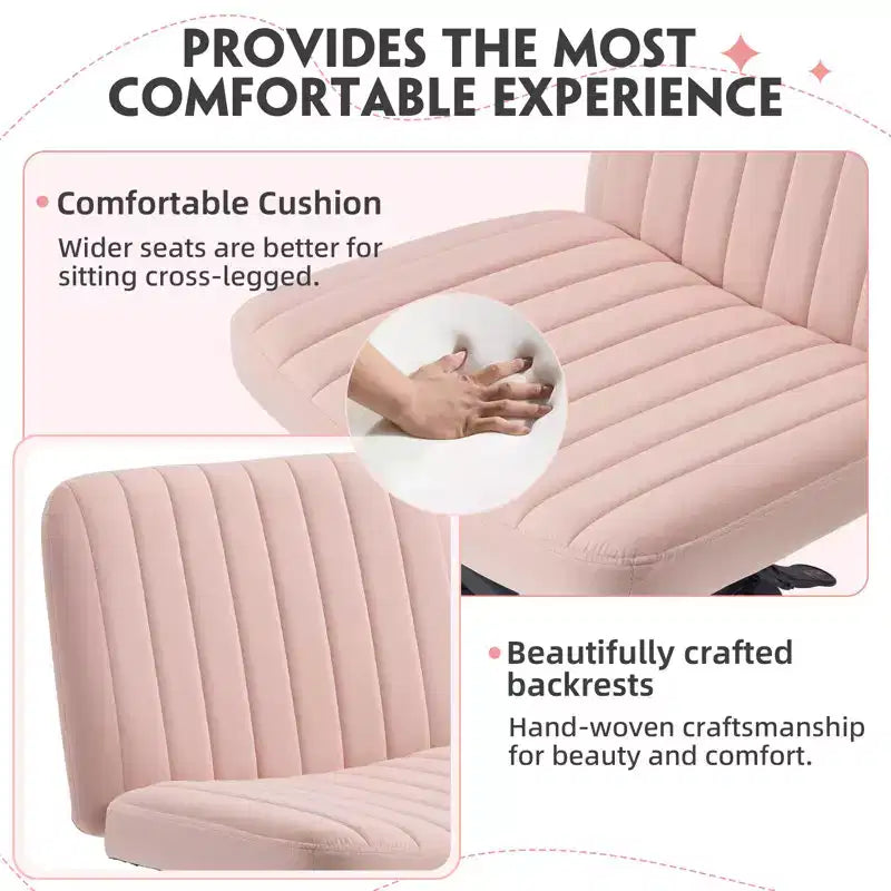Armless Criss Cross Chair with Wheels, Height Adjustable, for 1 Person