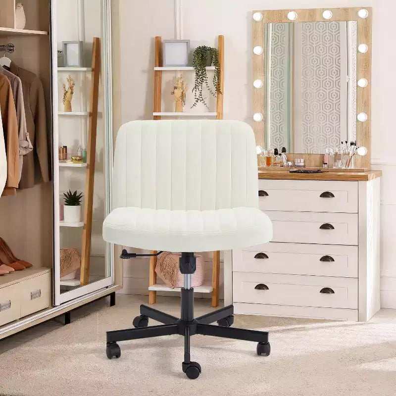 Armless Criss Cross Chair with Wheels, Height Adjustable, for 1 Person