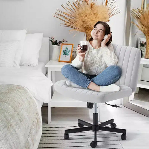 Armless Criss Cross Chair with Wheels, Height Adjustable, for 1 Person