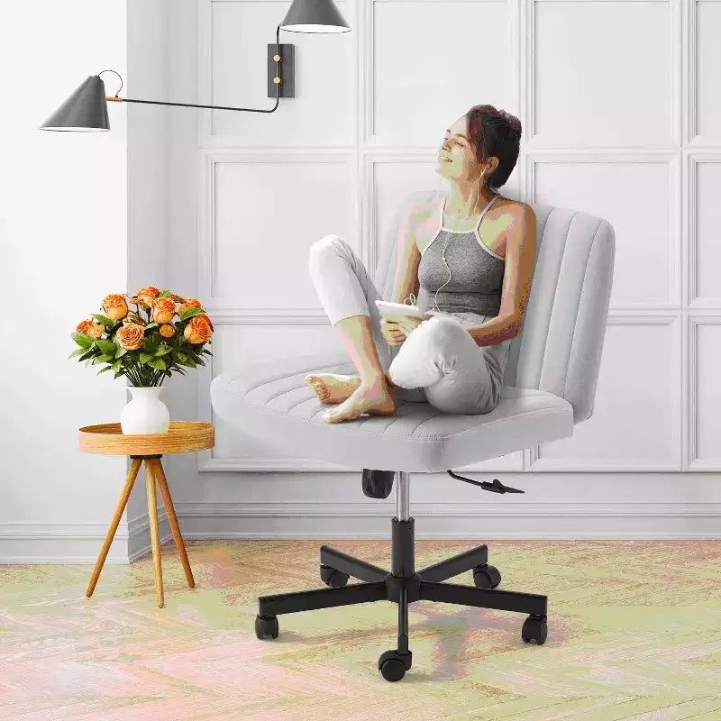 Armless Criss Cross Chair with Wheels, Height Adjustable, for 1 Person