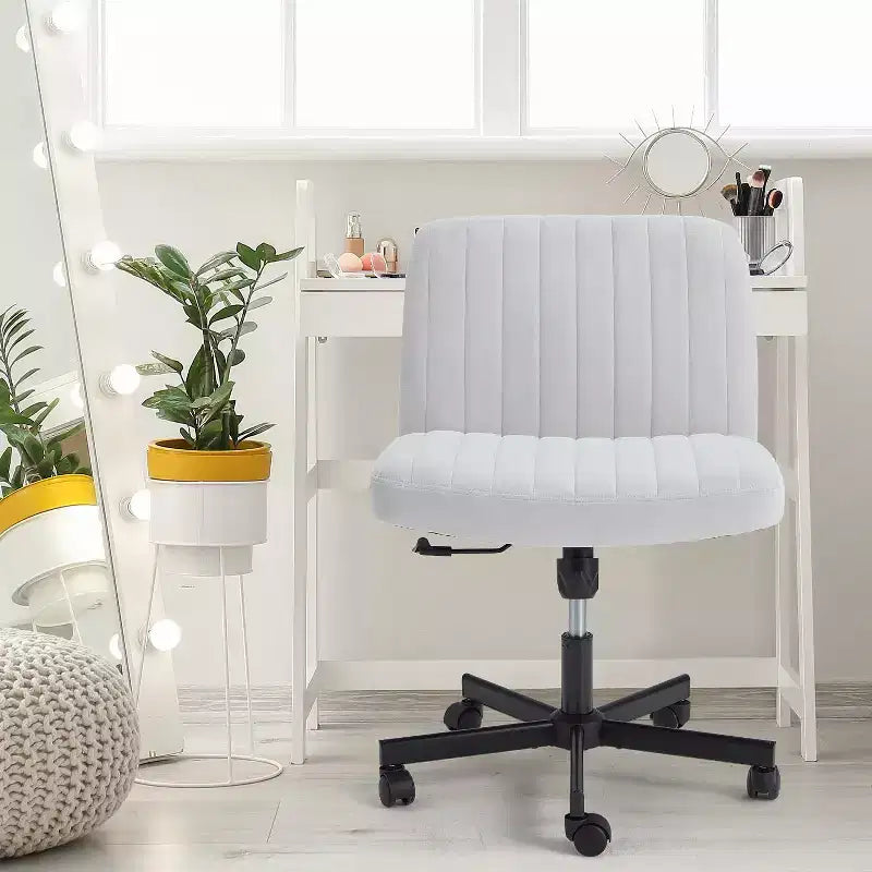 Armless Criss Cross Chair with Wheels, Height Adjustable, for 1 Person