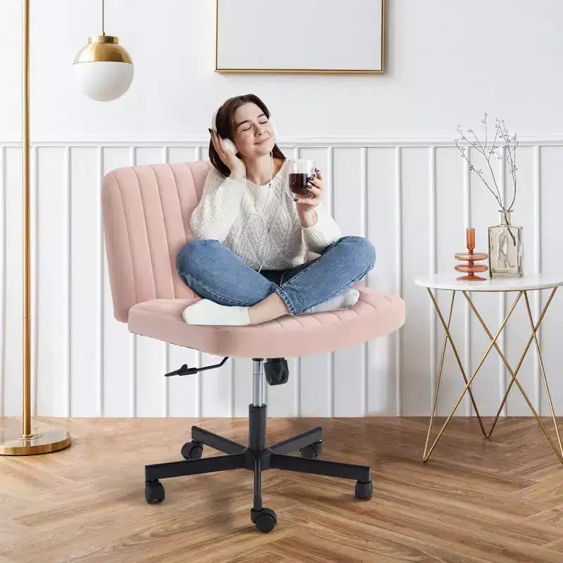 Armless Criss Cross Chair with Wheels, Height Adjustable, for 1 Person