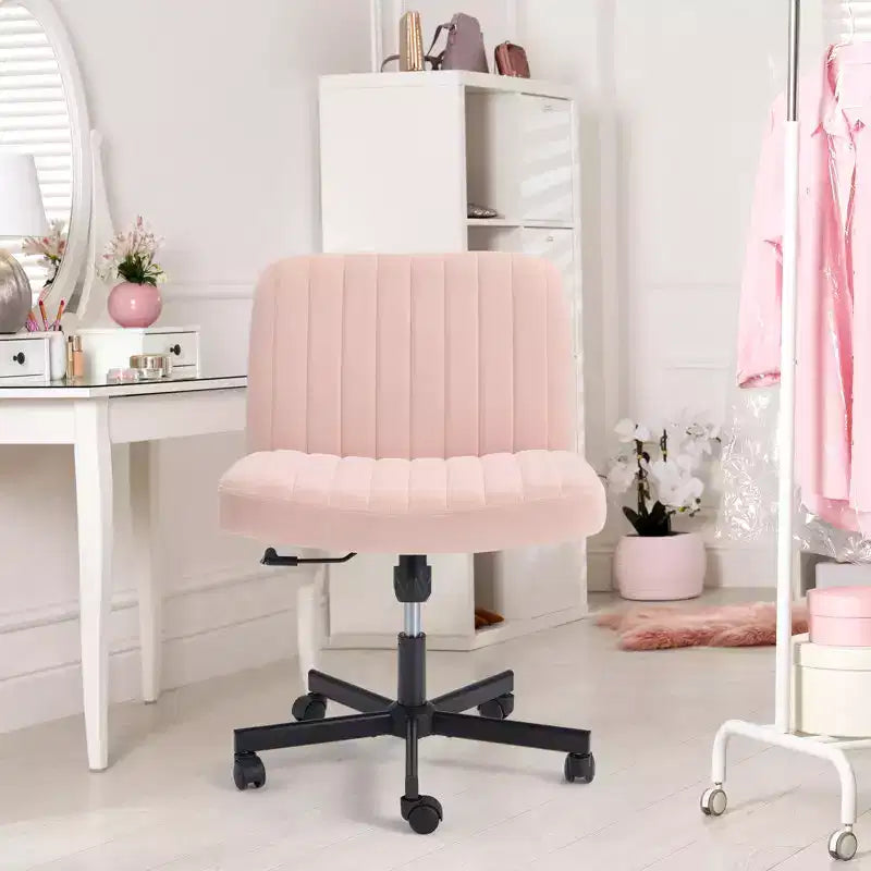 Armless Criss Cross Chair with Wheels, Height Adjustable, for 1 Person